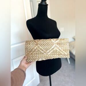Vintage Oversized Wicker Handbag Clutch Straw Raffia